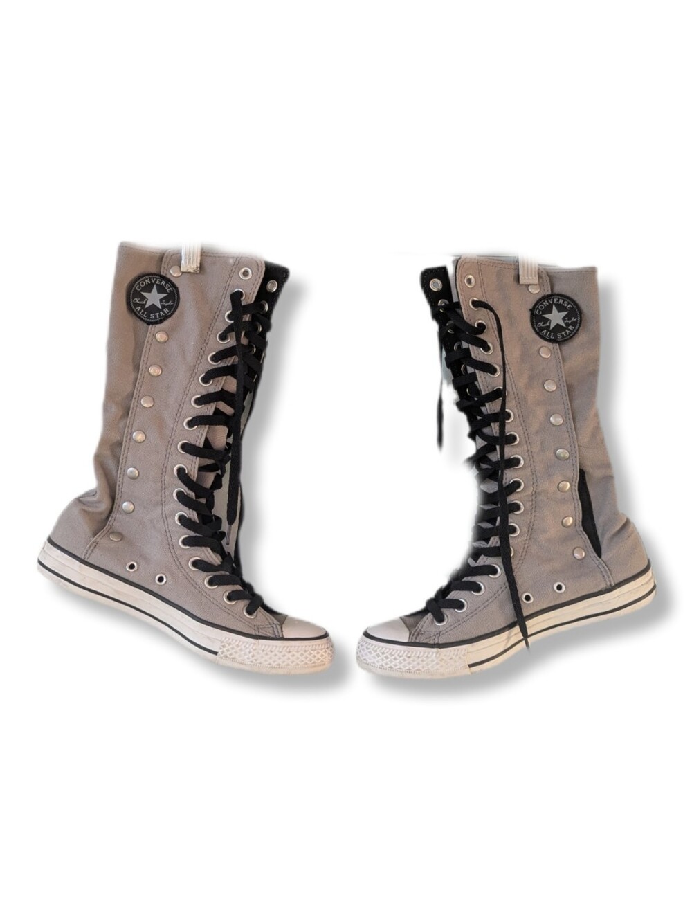 Chuck Taylor Converse All Star Unisex Gray Canvas Knee High Snap Down Sneakers